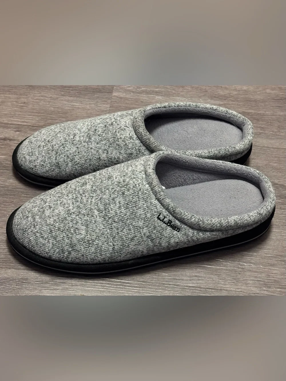 L.L. Bean Men's Sweater Fleece Slipper Scuffs Gray Heather Size 11 EUC